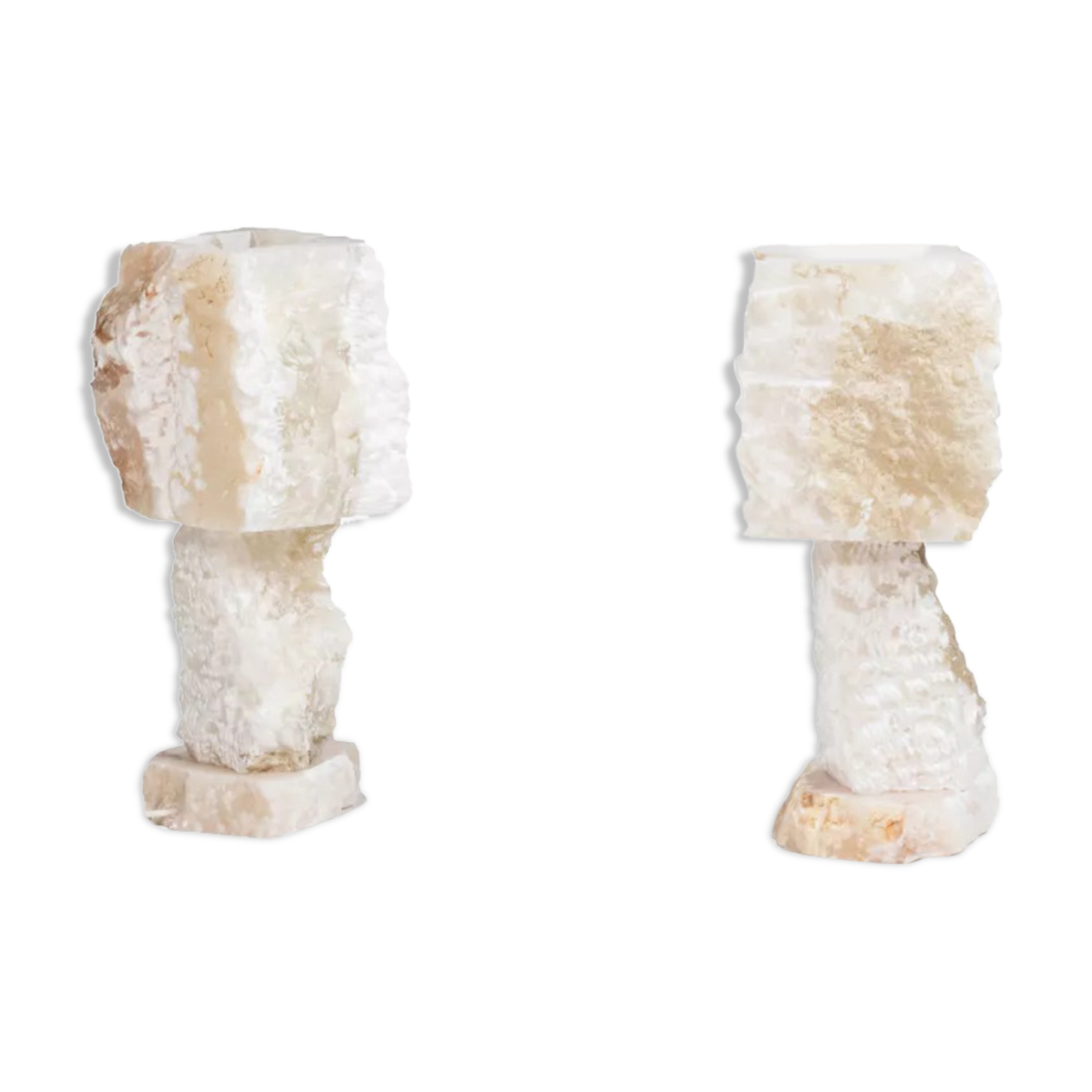 Pair of alabaster lamps, contemporary work
