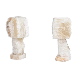 Pair of alabaster lamps, contemporary work