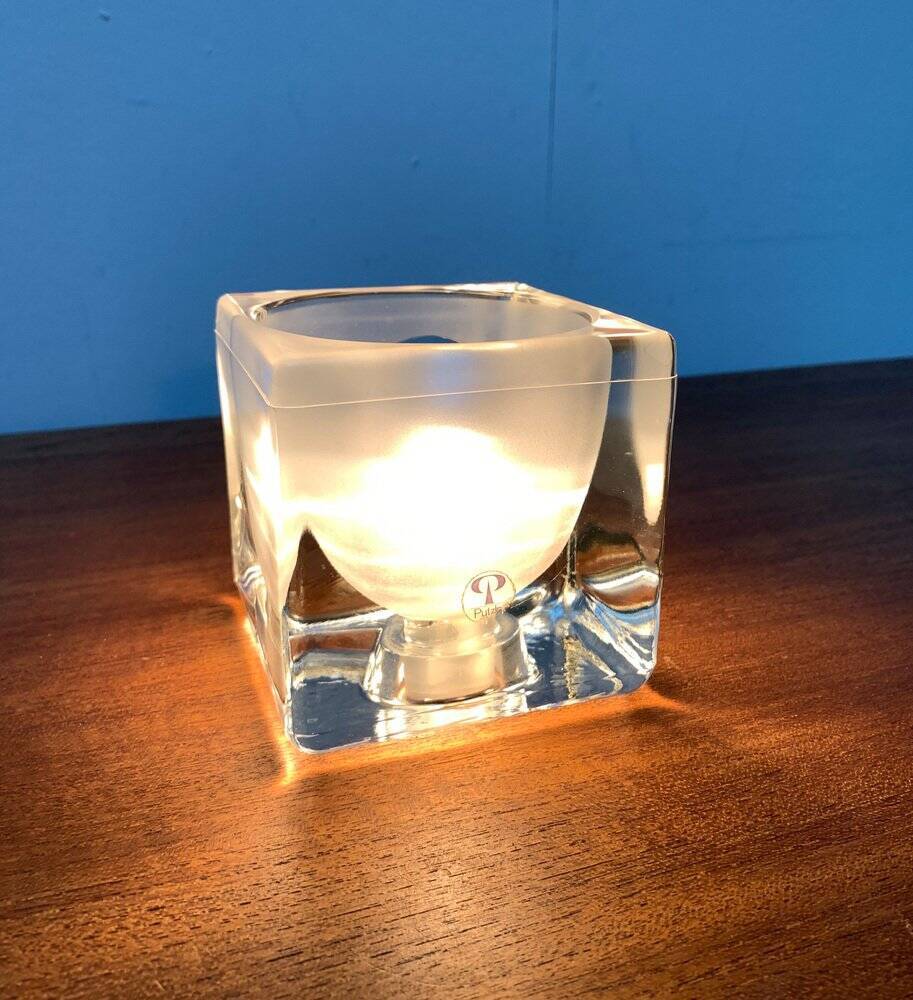 Vintage German glass cube table lamp Ta 14 by Peill & Putzler, 1970s.