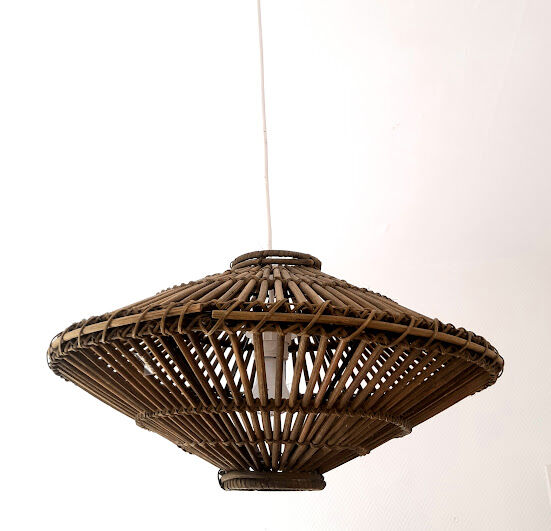 Vintage rattan pendant lamp, circa 1970