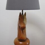 Lamp horse rider chess solid wood turned vintage