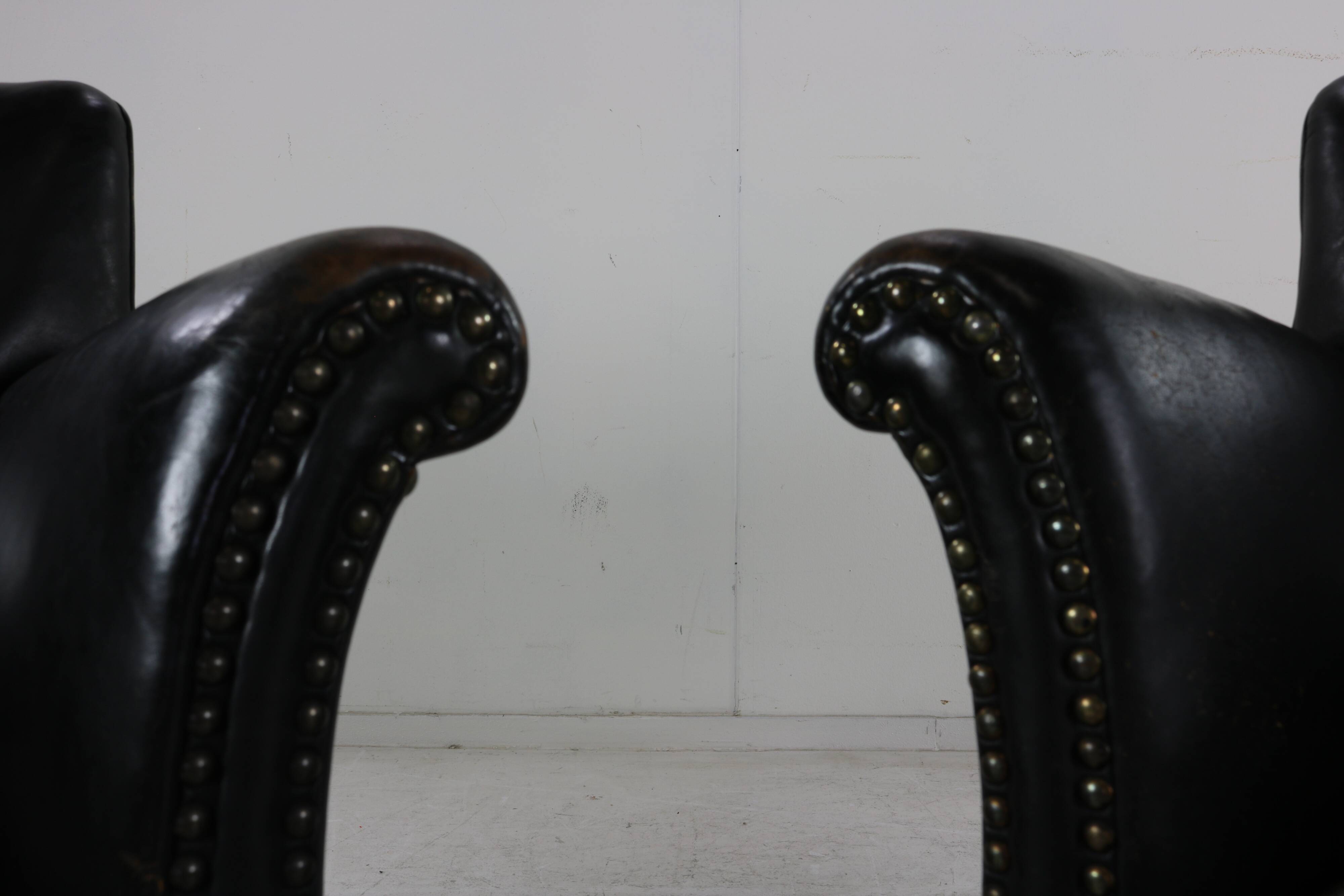 Set of two Danish design leather club chairs