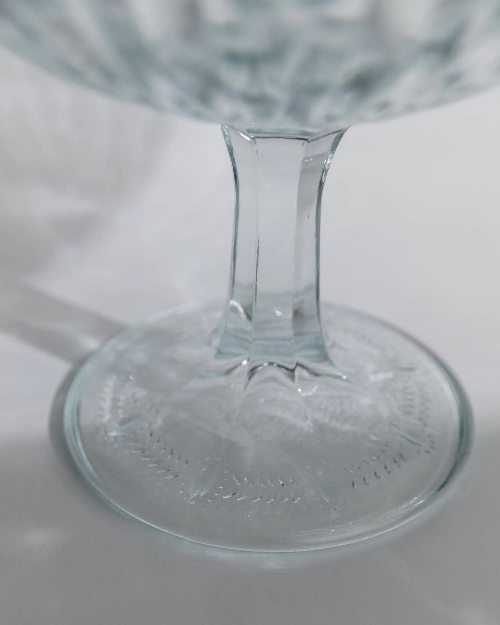 Blue pressed glass compote with pale aqua tint, 1910s Olivia Zabkowice Poland pedestal centerpiece