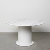 Round Carrara marble dining table, 1970s