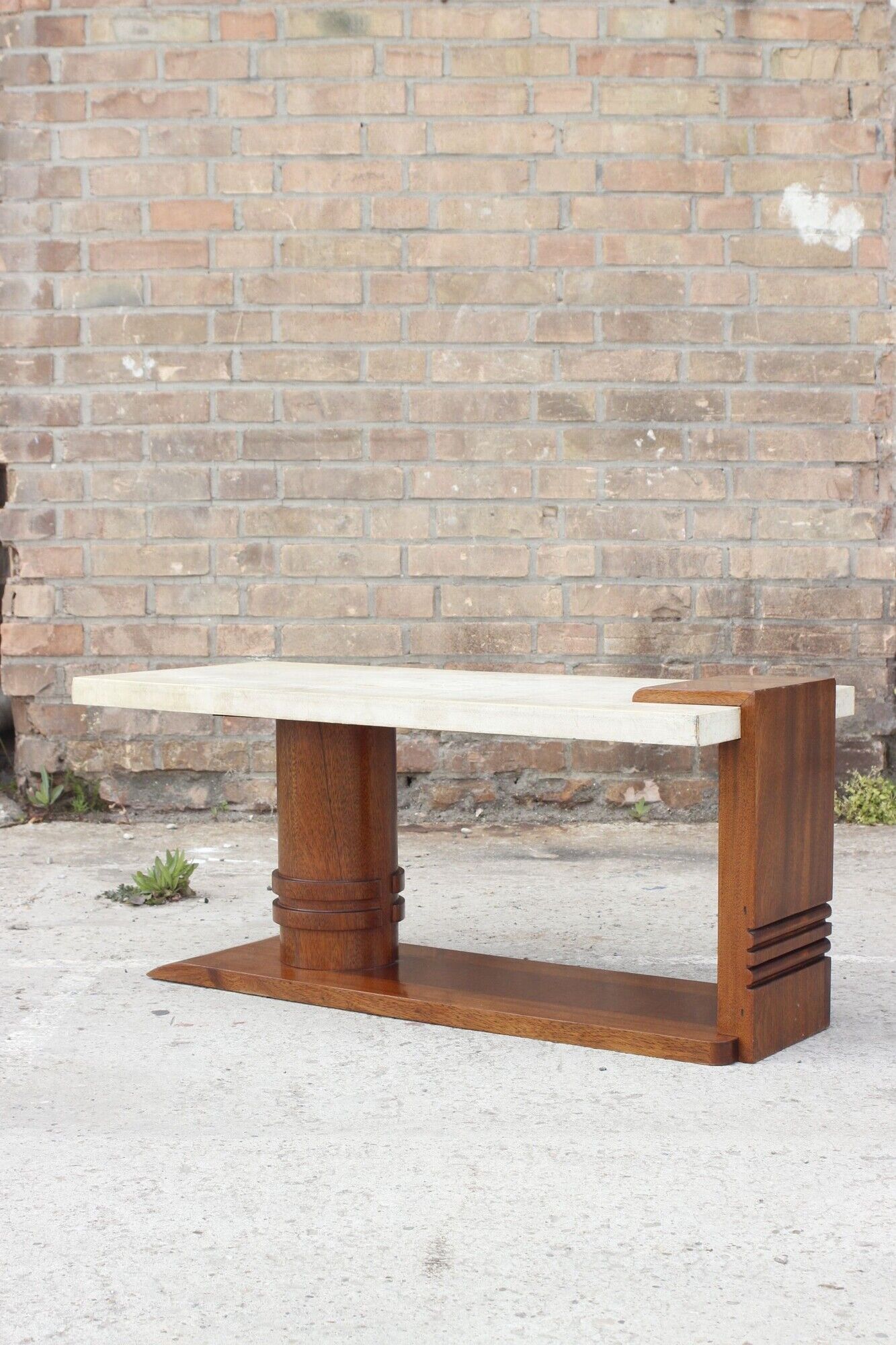 Coffee table in wood and parchment, France, 1930s