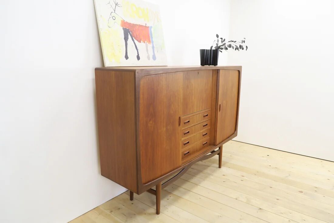 Teak highboard with doors and drawers, 1960s