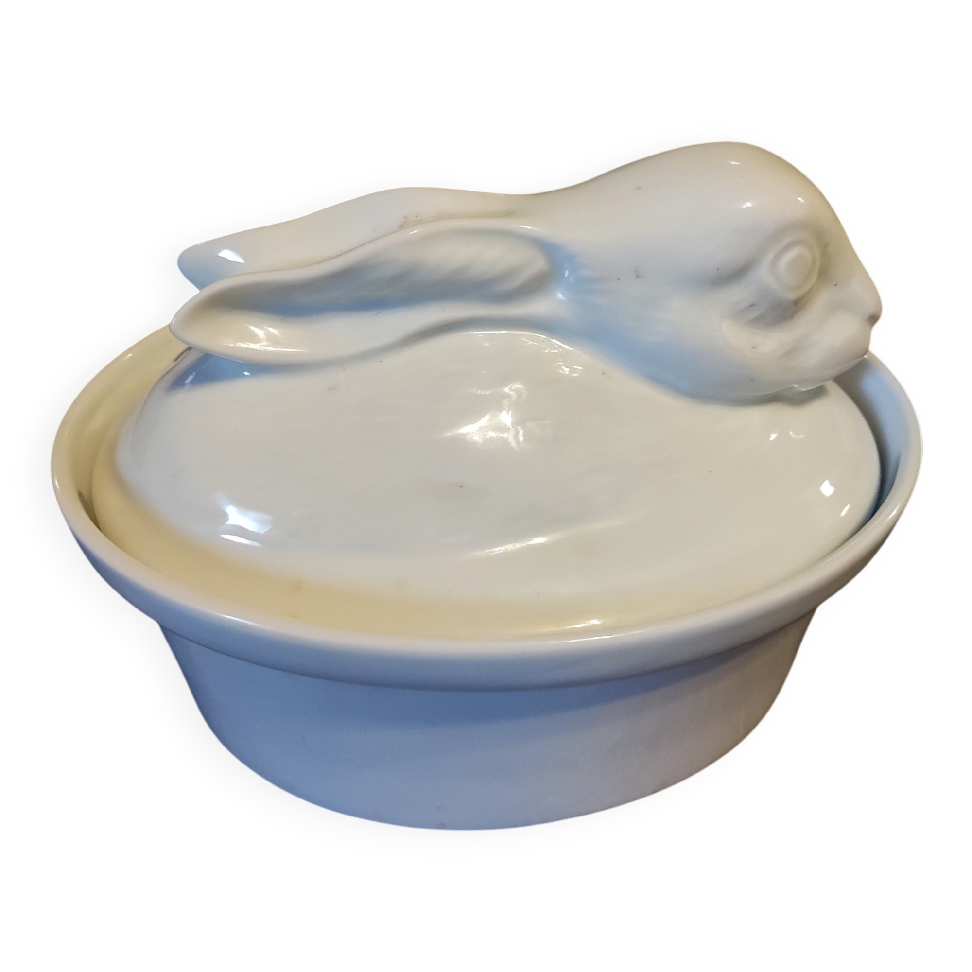 White ceramic rabbit terrine