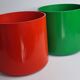Pair of vintage paper baskets "Crayonne" in ABS, orange and green