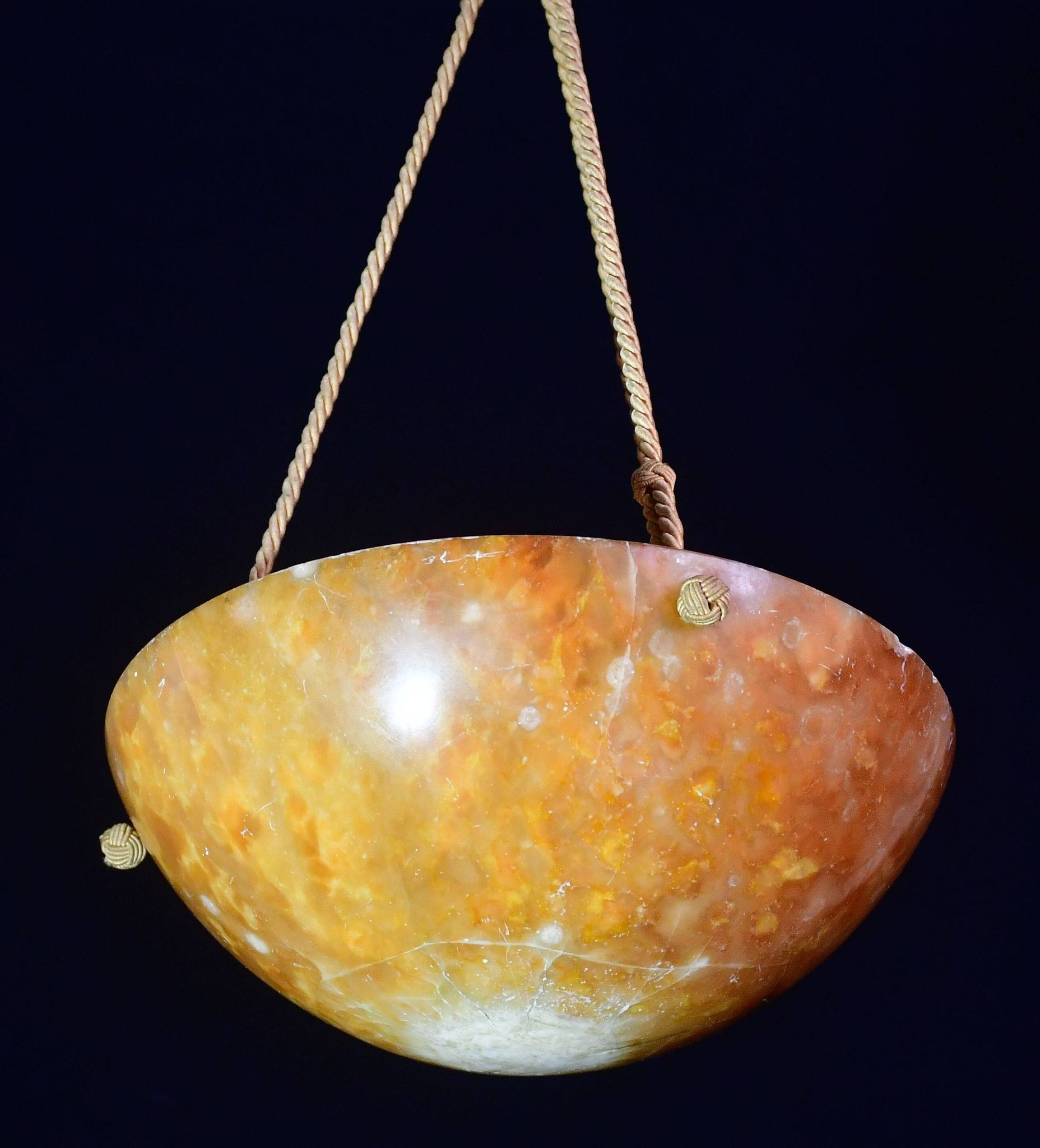 Art Deco great design brown alabaster chandelier, 1940s