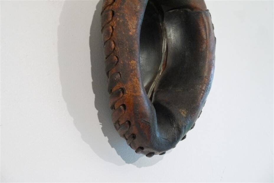 Vintage free-form leather mirror 1960