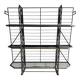 Large Black Powder-Coated Metal Industrial Baker's Rack — Three-Tier Display and Storage Unit, Brass Trim
