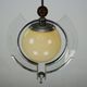 1930s Italian Art Deco Pendant Light with Etched Glass and Amber Globe