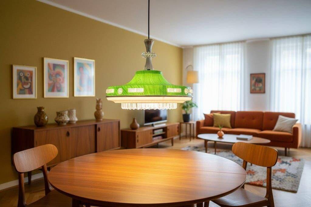 Vintage green UFO-shaped pendant light