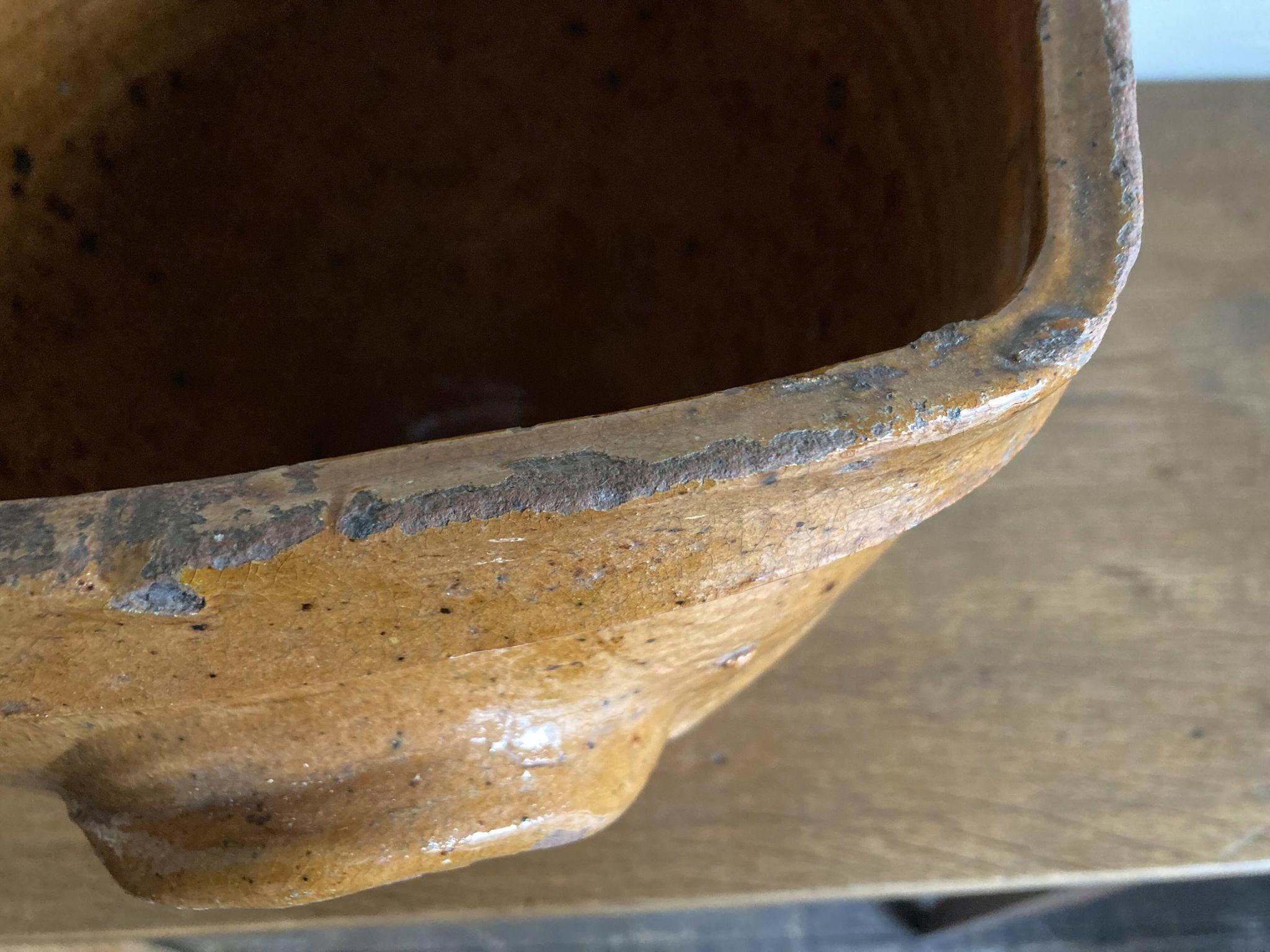 XXL glazed earthenware cache pot from the countryside, planter 1950