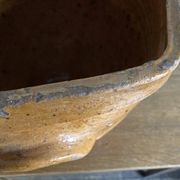XXL glazed earthenware cache pot from the countryside, planter 1950