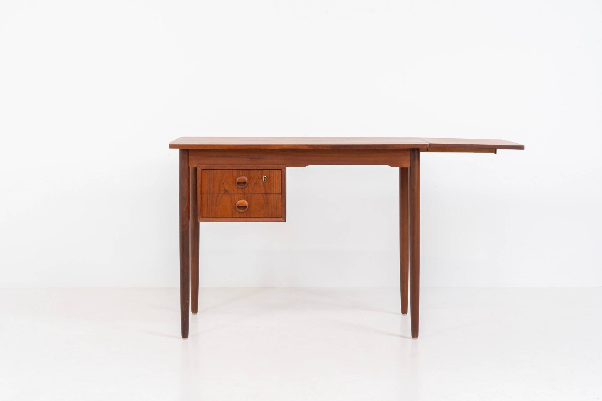 Teak drop-leaf desk