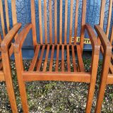 Stackable chair-armchair in solid teak with cushion by Vlaemynck