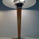 Pair of vintage 1980s wood and chrome ocean liner lamps