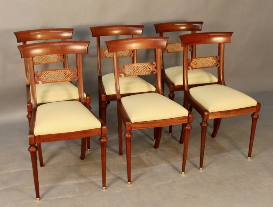 6 chairs from the brand Pierrefeu, a Lyon-based manufacturer, mahogany.