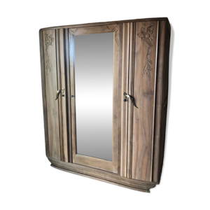 Armoire art déco, bois - miroir