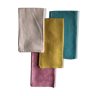 Lot de quatre serviettes anciennes damassées teintées en coloris multiples