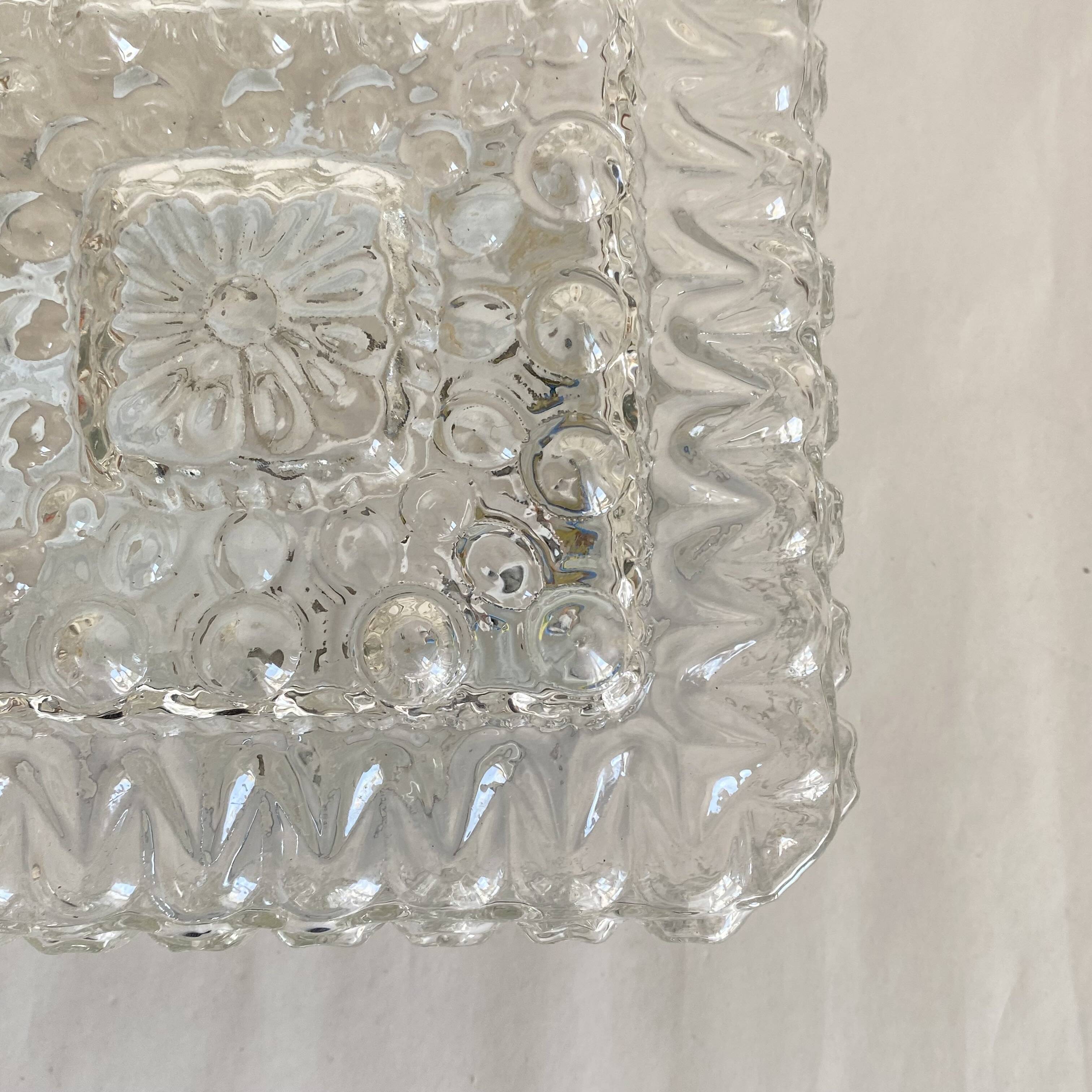 Small square wall light ceiling light molded glass 1970 1980