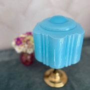 Art Deco lamp from the 1930s in turquoise opaline.