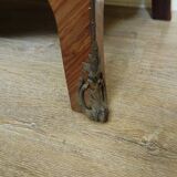 Curved Louis XV style commode with marquetry – Marble top – Gilded bronzes –