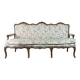 Louis XV bench in carved wood with oak patina, 18th century