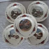 5 assiettes creuses H.Loux Sarreguemines Obernai