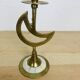 Pair of mother-of-pearl brass candlesticks with moon and sun