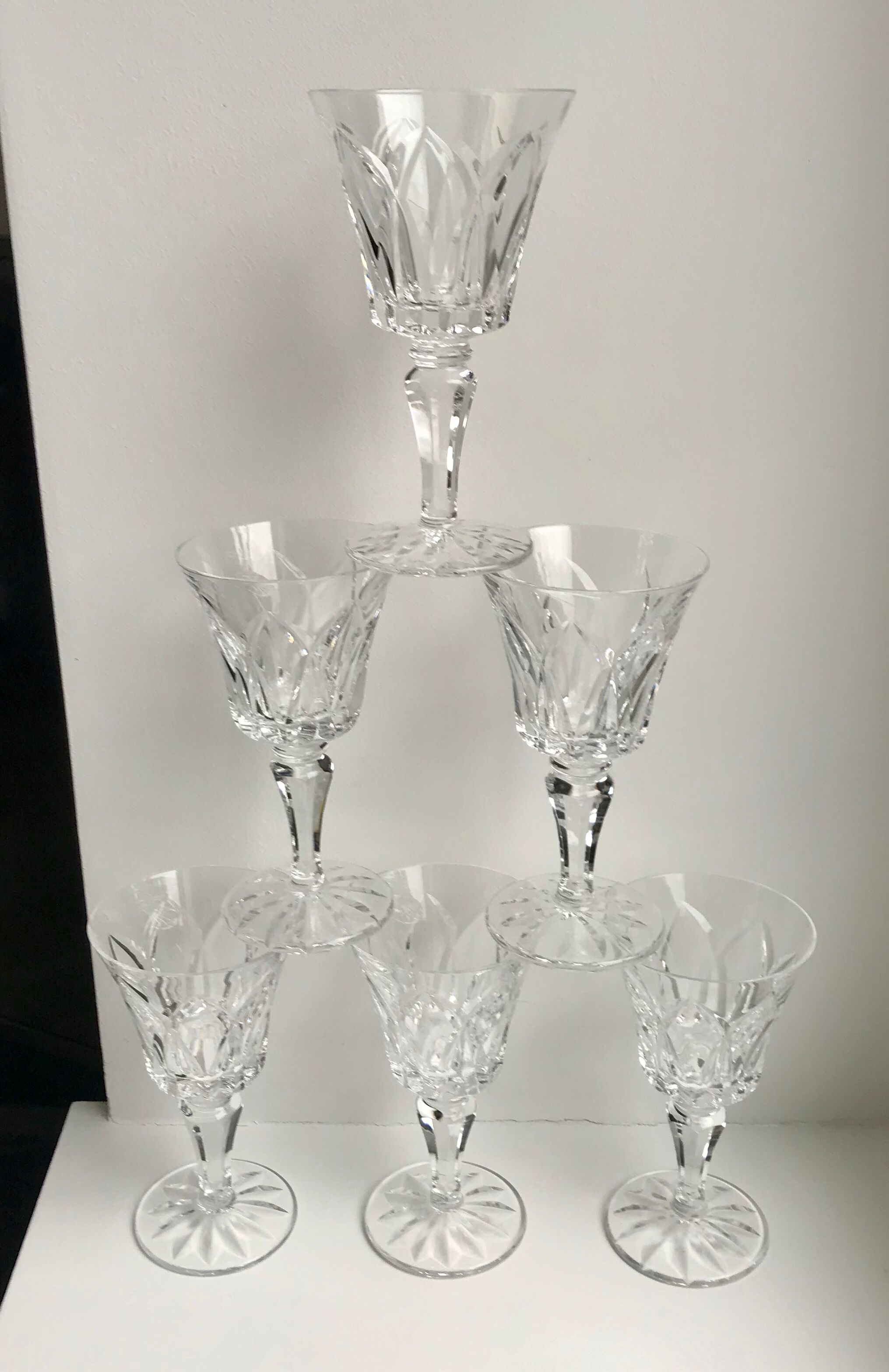 Set of 6 crystal wine glasses 50s