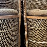 Pair of wicker rattan armchairs