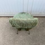 Vintage green furry chair from the 1960s