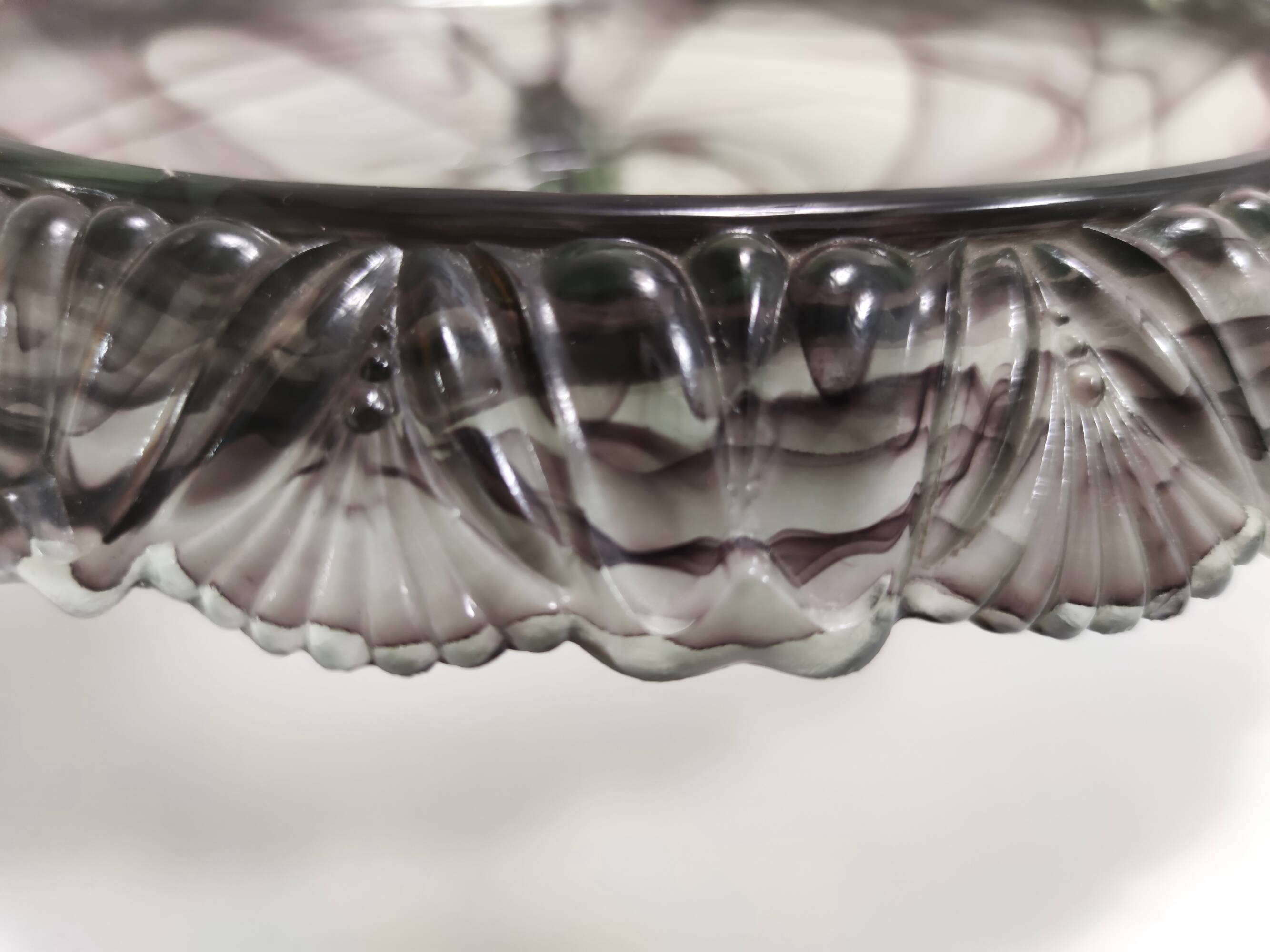 Topaz-Violet Cloud Glass Bowl or Centerpiece by Walther & Sohne, Germany