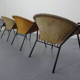 Danish Sueded Balloon Chairs by Hans Olsen for Lea Furniture, 1950s, Set of 4