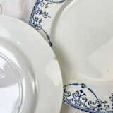 6 flat plates Terre de Fer blue red mismatched