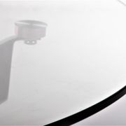 Vintage chrome coffee table with X frame and round glass top, 1980s