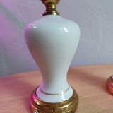 Pair of mid-century porcelain brass bedside lamps, 50s/60s