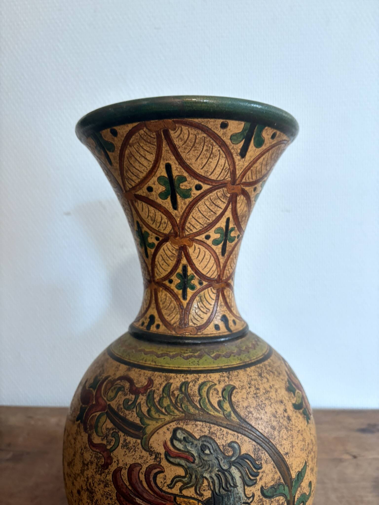 Ceramic Vase Montopoli Italy Sgraffito Tuscany Vintage