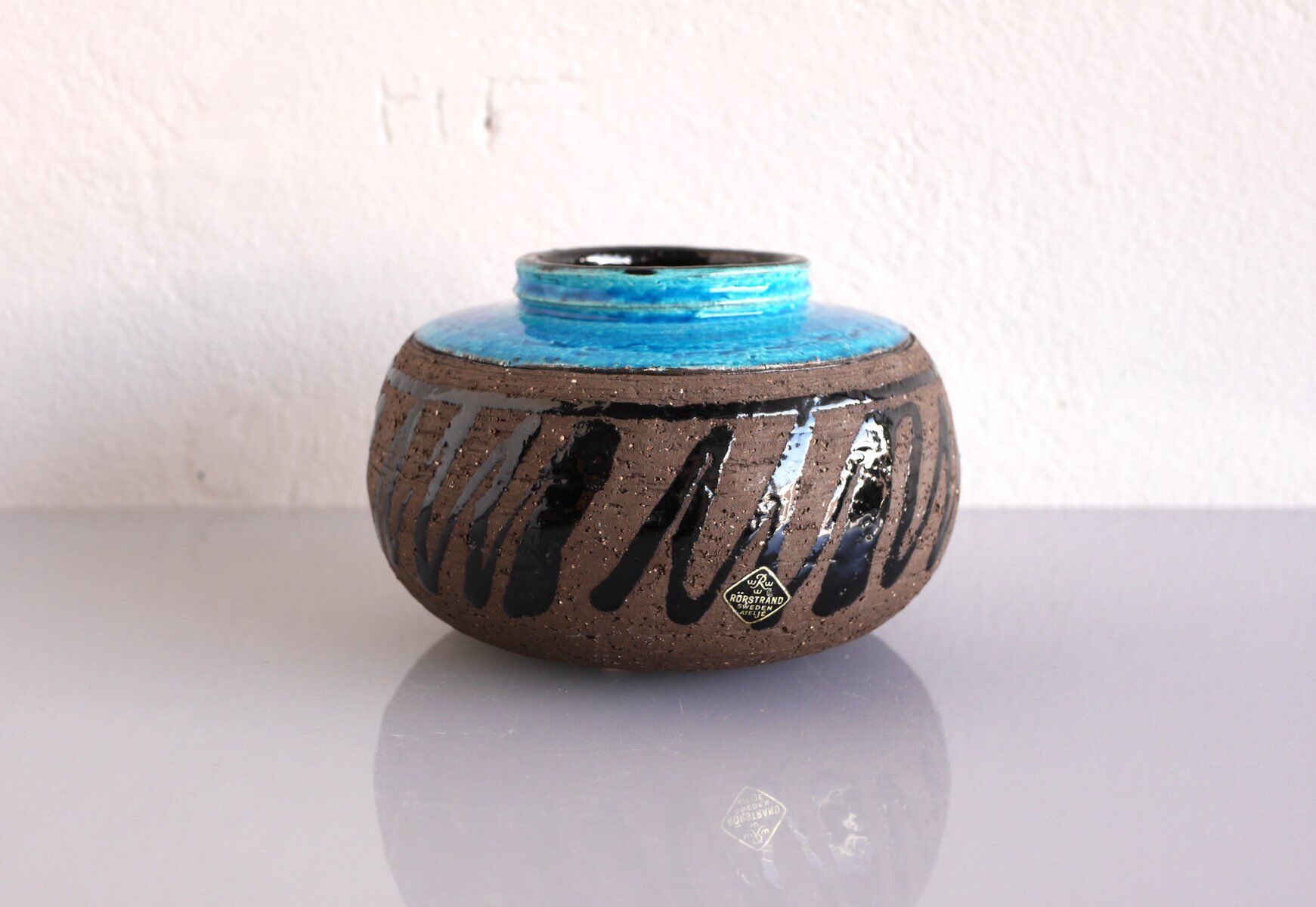 Mid-century modern studio art ceramic vase by Inger Persson for Rörstrand, Sweden, 1970s