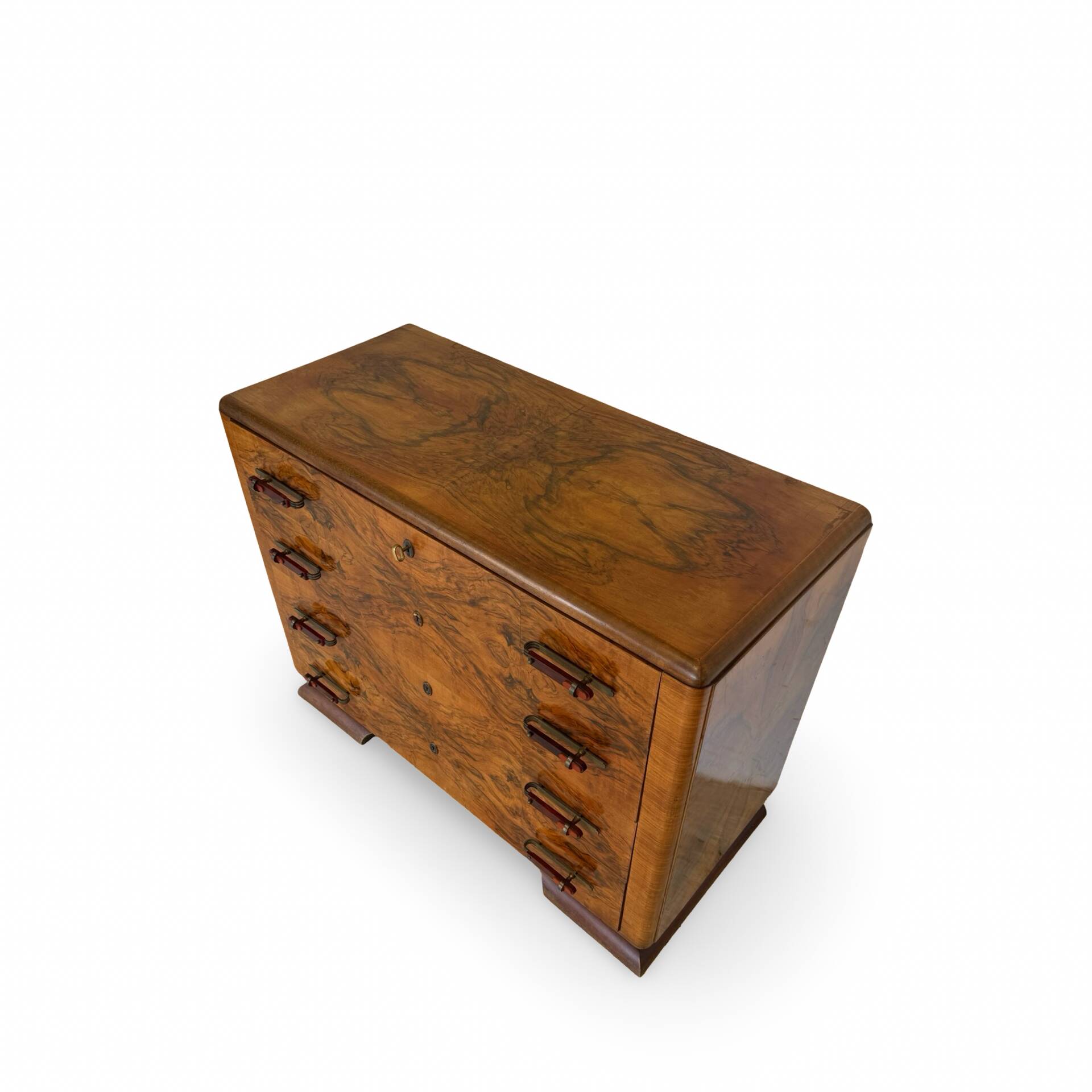 Walnut burl commode, Italian Art Deco, 1940s.