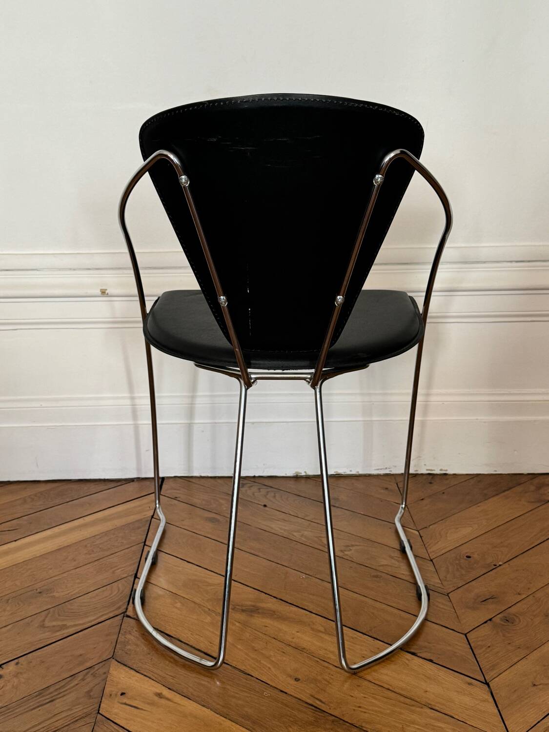 Leather and chrome steel chair - Linda by Arrben