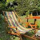 Vintage wooden deckchair/chilienne with footrest — 1960s