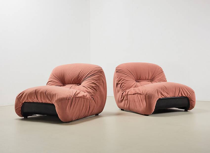 Diego Mattu Pair of Malu Lounge Chairs for 1P Italy 1970s