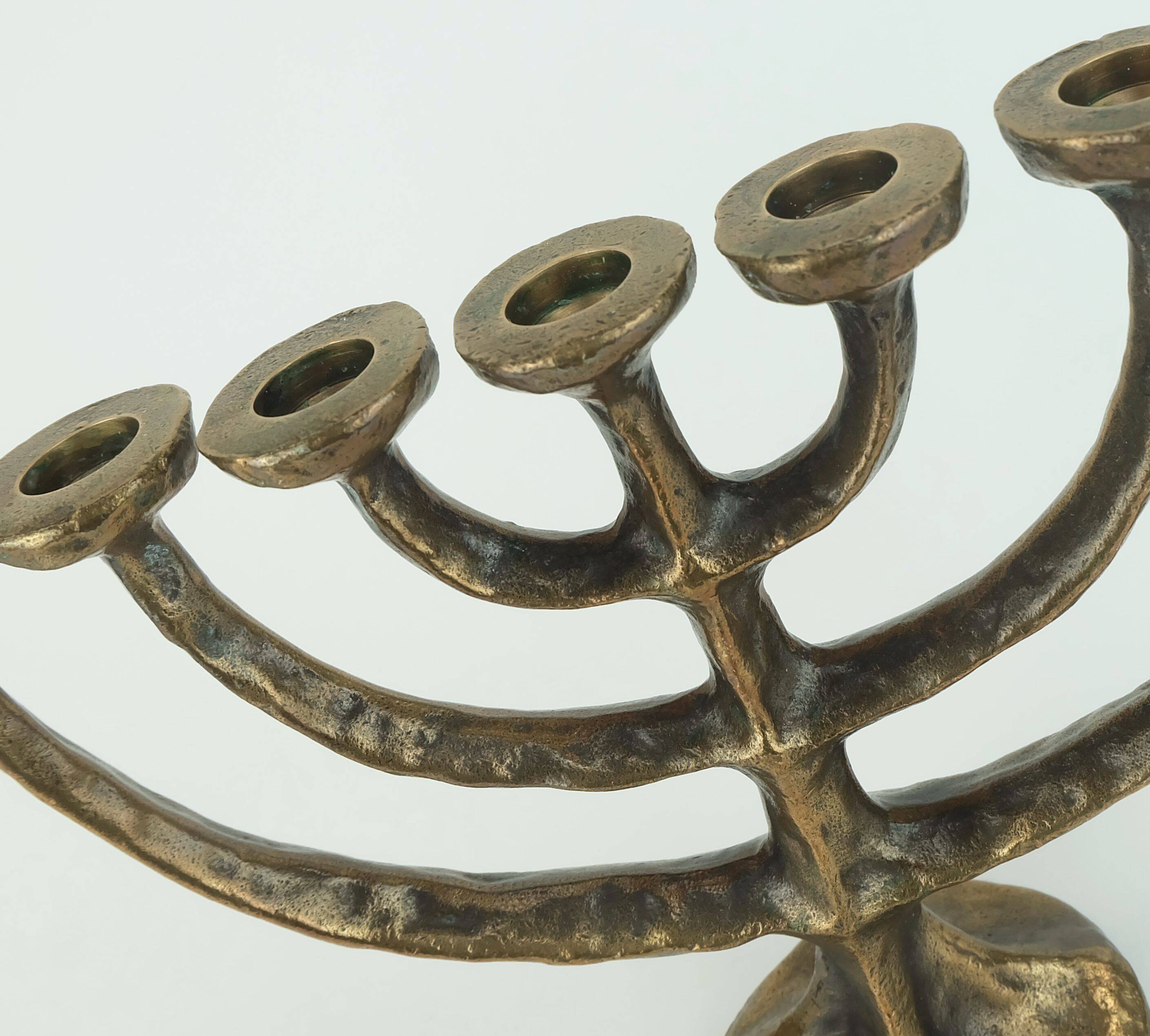 7-armed cand1960s 70s mid century brutalist bronze CANDELABRA