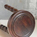 Vintage solid turned wood tripod stool