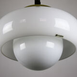 White and gold Space Age pendant lamp by Harvey Guzzini for Meblo, 1970s