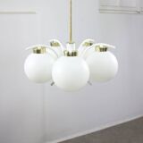 Mid-century modern Italian Brass and Opaline Chandelier