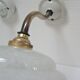 Pair of porcelain sconces brass glass of clchy white art deco